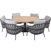 4 Seasons Outdoor Saba Calpi low dining tuinset 7 delig 160 cm rond 4 Seasons Outdoor
