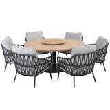4 Seasons Outdoor Saba Calpi low dining tuinset 8 delig 160 cm rond 4 Seasons Outdoor 4 Seasons Outdoor Saba Calpi low dining tuinset 8 delig 160 cm rond 4 Seasons Outdoor