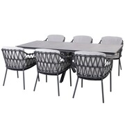 4 Seasons Outdoor Minerva Calpi dining tuinset 220x95xH75 cm 7 delig antraciet rope  4 Seasons Outdoor