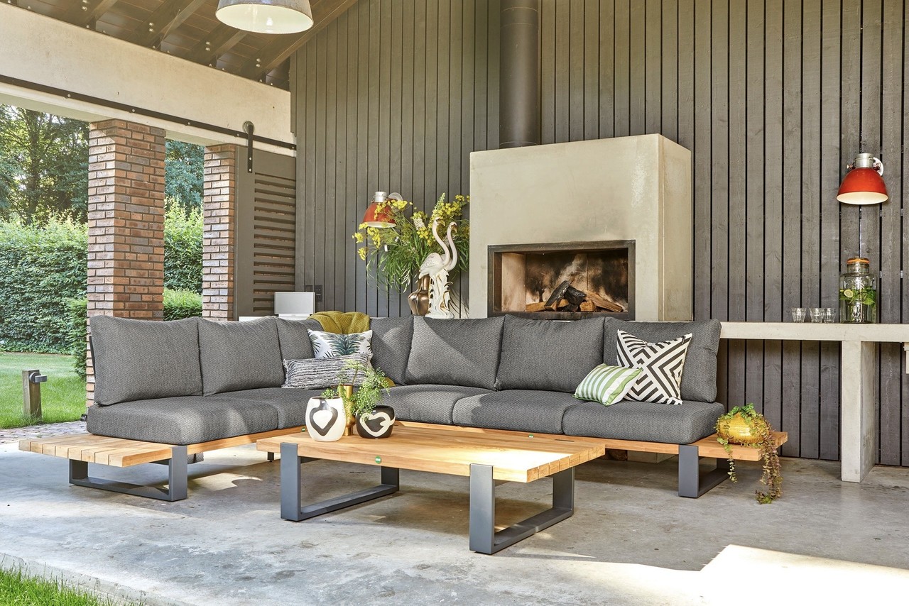 SUNS SUNS Nardo hoek loungeset 3 delig groot light anthracite mixed weave / matt royal grey SUNS SUNS Nardo hoek loungeset 3 delig groot light anthracite mixed weave / matt royal grey