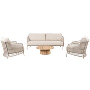 4 Seasons Outdoor Puccini stoel bank loungeset 4 delig rope latte 4 Seasons Outdoor