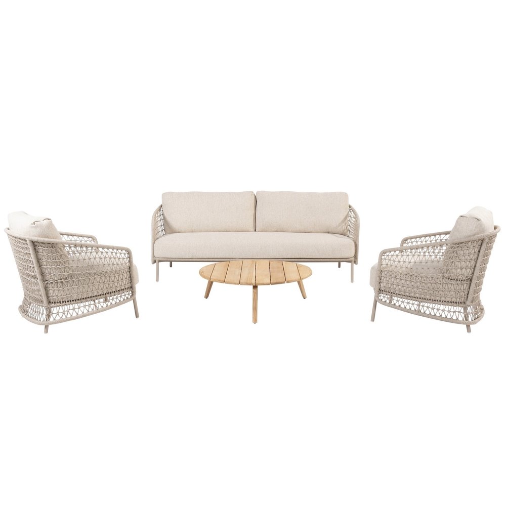 4 Seasons Outdoor Puccini stoel bank loungeset 4 delig rope latte 4 Seasons Outdoor