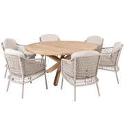 4 Seasons Outdoor Puccini Prado dining tuinset 160 cm rond 7 delig teak 4 Seasons Outdoor