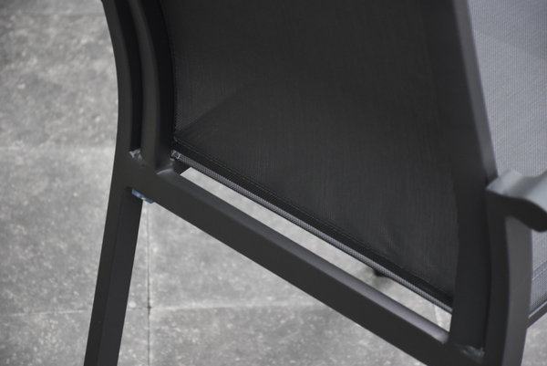 AVH-Collectie Set van 8 Malaga stapelbare tuinstoelen antraciet aluminium textileen AVH-Collectie Set van 8 Malaga stapelbare tuinstoelen antraciet aluminium textileen