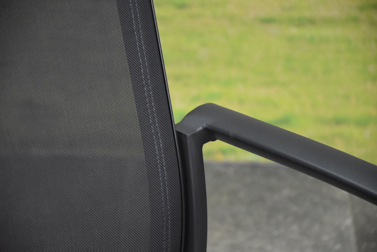 AVH-Collectie Set van 8 Malaga stapelbare tuinstoelen antraciet aluminium textileen AVH-Collectie Set van 8 Malaga stapelbare tuinstoelen antraciet aluminium textileen