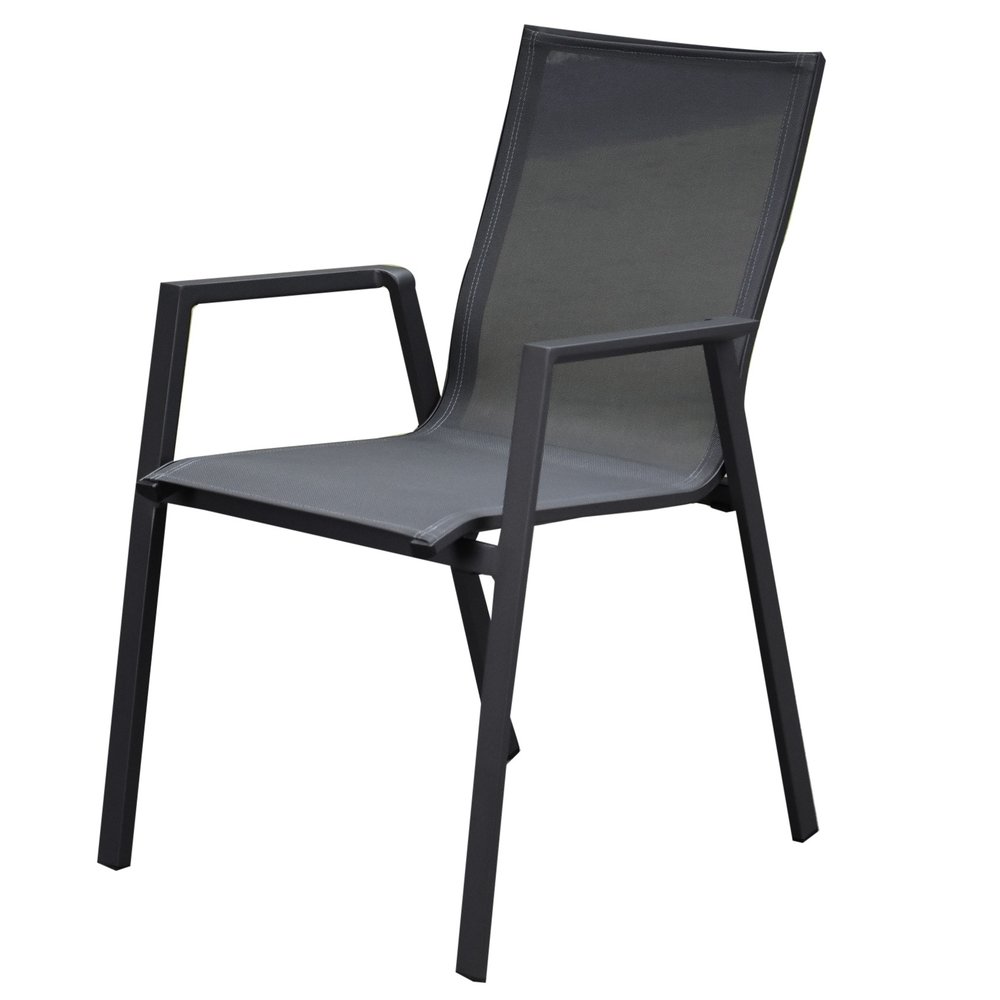 AVH-Collectie Set van 4 New Valley stapelbare tuinstoelen antraciet aluminium AVH-Collectie Set van 4 New Valley stapelbare tuinstoelen antraciet aluminium