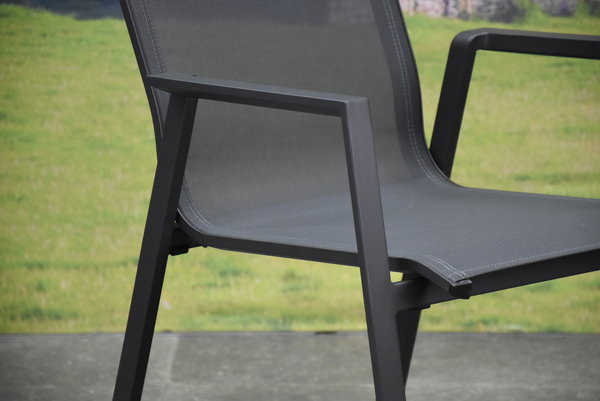 AVH-Collectie Set van 4 New Valley stapelbare tuinstoelen antraciet aluminium AVH-Collectie Set van 4 New Valley stapelbare tuinstoelen antraciet aluminium