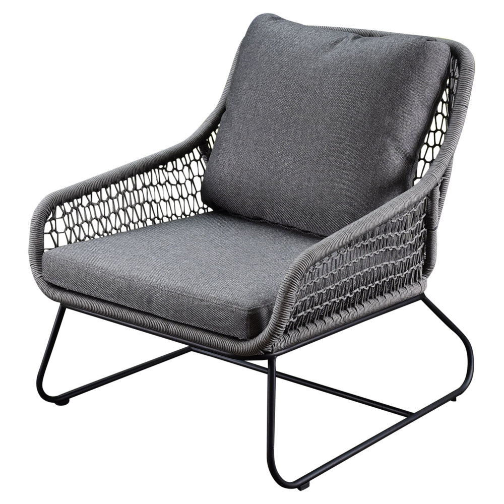 AVH-Collectie Portofino stoel bank loungeset 4 delig antraciet rope AVH-Collectie Portofino stoel bank loungeset 4 delig antraciet rope