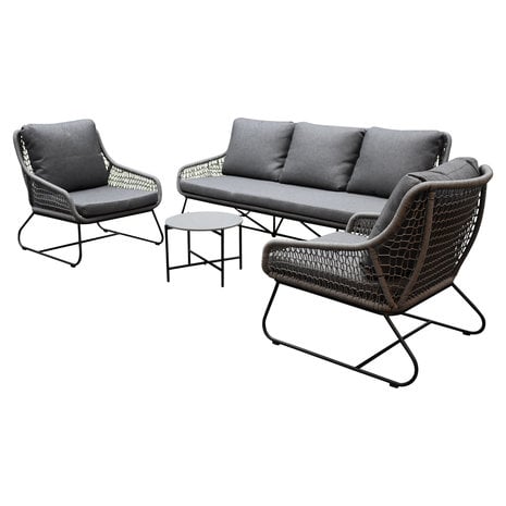 AVH-Collectie Portofino stoel bank loungeset 4 delig antraciet rope AVH-Collectie Portofino stoel bank loungeset 4 delig antraciet rope