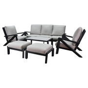 AVH-Collectie Fortaleza stoel bank loungeset 6 delig antraciet aluminium
