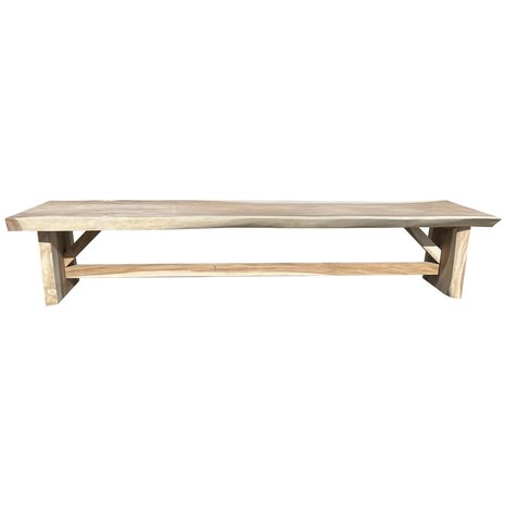 AVH-Collectie Boomstamtafel 400x90xH77,5 cm - bladdikte 10 cm geschoord AVH-Collectie Boomstamtafel 400x90xH77,5 cm - bladdikte 10 cm geschoord