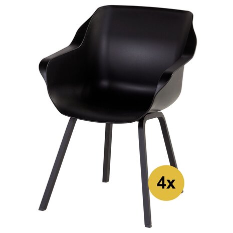 Hartman 4x Sophie Element dining tuinstoel zwart Hartman Hartman 4x Sophie Element dining tuinstoel zwart Hartman