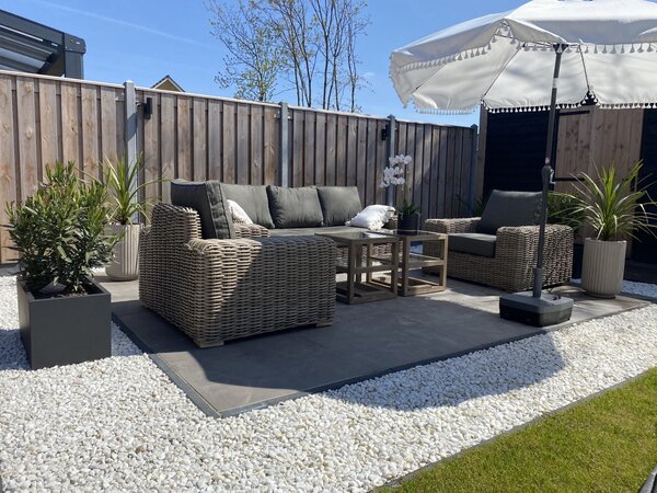 AVH-Collectie Queen stoel bank loungeset 4 delig grijs vlechtwerk AVH-Collectie Queen stoel bank loungeset 4 delig grijs vlechtwerk