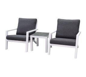 AVH-Collectie Malaga lounge balkonset 3 delig wit aluminium
