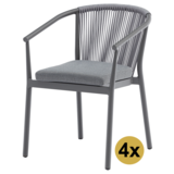 AVH-Collectie Set van 4 Apollo dining tuinstoel rope stapelbaar