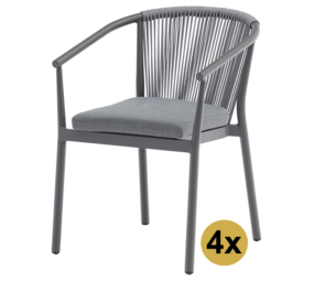 AVH-Collectie Set van 4 Apollo dining tuinstoel rope stapelbaar