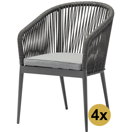 AVH-Collectie Set van 4 Lissabon dining tuinstoel rope stapelbaar AVH-Collectie Set van 4 Lissabon dining tuinstoel rope stapelbaar