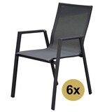 AVH-Collectie Set van 6 New Valley stapelbare tuinstoelen antraciet aluminium AVH-Collectie Set van 6 New Valley stapelbare tuinstoelen antraciet aluminium
