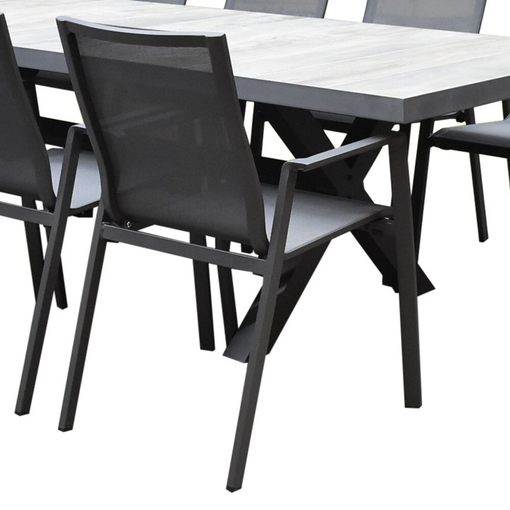 AVH-Collectie Set van 6 New Valley stapelbare tuinstoelen antraciet aluminium AVH-Collectie Set van 6 New Valley stapelbare tuinstoelen antraciet aluminium