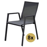 AVH-Collectie Set van 8 New Valley stapelbare tuinstoelen antraciet aluminium AVH-Collectie Set van 8 New Valley stapelbare tuinstoelen antraciet aluminium