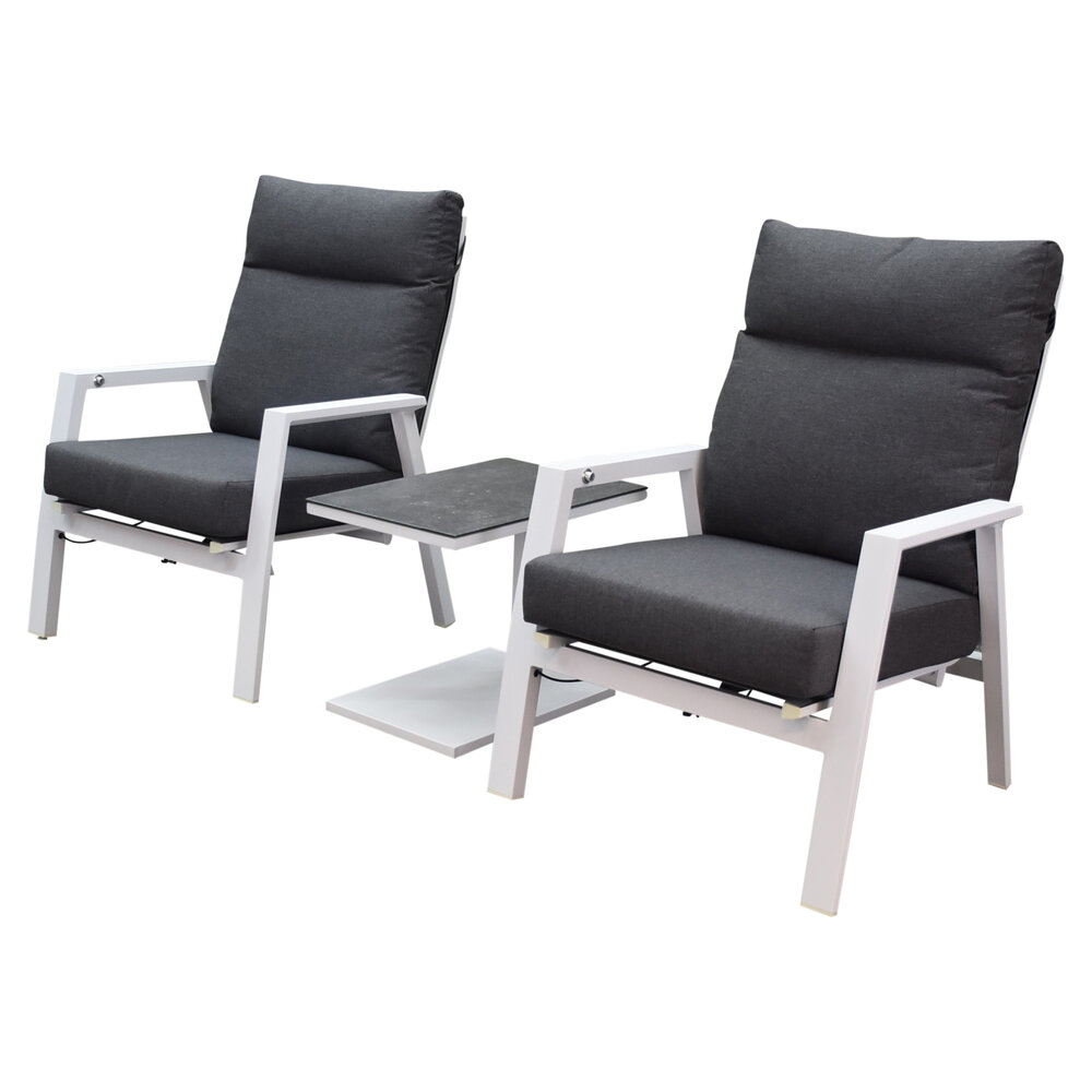 AVH-Collectie Vegas Tracy lounge balkonset 5 delig verstelbaar wit aluminium