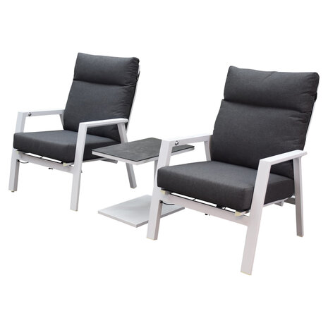 AVH-Collectie Vegas Tracy lounge balkonset 5 delig verstelbaar wit aluminium