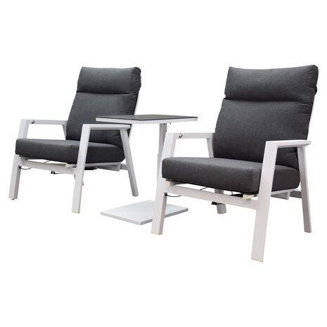 AVH-Collectie Vegas Tracy lounge balkonset 5 delig verstelbaar wit aluminium