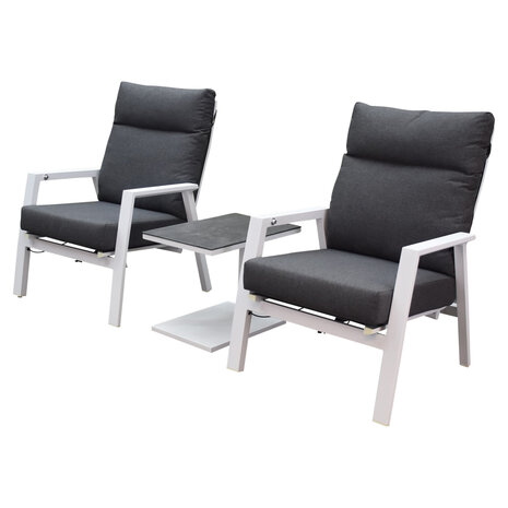 AVH-Collectie Vegas Tracy lounge balkonset 3 delig verstelbaar wit aluminium AVH-Collectie Vegas Tracy lounge balkonset 3 delig verstelbaar wit aluminium