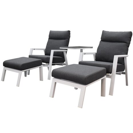 AVH-Collectie Vegas Tracy lounge balkonset 5 delig verstelbaar wit aluminium