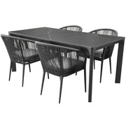 AVH-Collectie Dora Lissabon dining tuinset 180x90xH75cm  5 delig antraciet aluminium