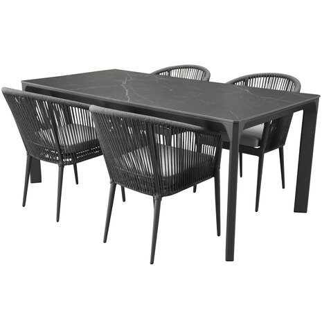 AVH-Collectie Dora Lissabon dining tuinset 180x90xH75cm 5 delig antraciet aluminium AVH-Collectie Dora Lissabon dining tuinset 180x90xH75cm 5 delig antraciet aluminium