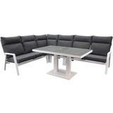 AVH-Collectie Pacific hoek dining loungeset 5 delig aluminium verstelbaar wit