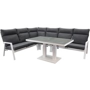 AVH-Collectie Pacific hoek dining loungeset 5 delig aluminium verstelbaar wit