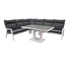 AVH-Collectie Pacific hoek dining loungeset 5 delig aluminium verstelbaar wit AVH-Collectie Pacific hoek dining loungeset 5 delig aluminium verstelbaar wit