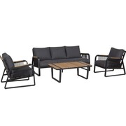 AVH-Collectie Minnesota stoel bank loungeset 4 delig aluminium antraciet rope