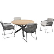 4 Seasons Outdoor Aprilla Prado dining tuinset 130 cm rond 5 delig Antraciet 4 Seasons Outdoor