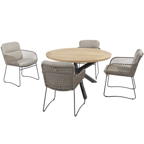 4 Seasons Outdoor Aprilla Prado dining tuinset 130 cm rond 5 delig Pure 4 Seasons Outdoor 4 Seasons Outdoor Aprilla Prado dining tuinset 130 cm rond 5 delig Pure 4 Seasons Outdoor