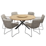4 Seasons Outdoor Aprilla Prado dining tuinset 160 cm rond 7 delig Pure 4 Seasons Outdoor