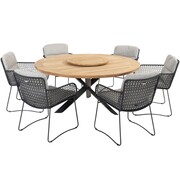 4 Seasons Outdoor Aprilla Prado dining tuinset 160 cm rond 7 delig Antraciet 4 Seasons Outdoor