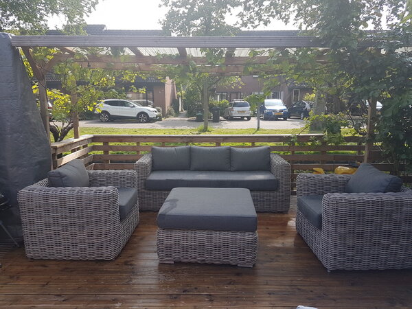 AVH-Collectie Cervo stoel bank loungeset 4-delig grijs wicker AVH-Collectie Cervo stoel bank loungeset 4-delig grijs wicker