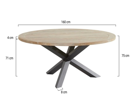 Taste 4SO Louvre dining tuintafel 160 cm rond teak - aluminium poten Taste4SO Taste 4SO Louvre dining tuintafel 160 cm rond teak - aluminium poten Taste4SO