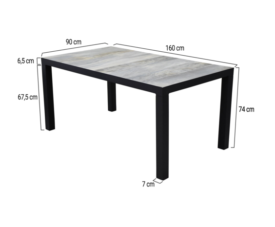 AVH-Collectie Fresno dining tuintafel 160x90xH74 cm antraciet AVH-Collectie Fresno dining tuintafel 160x90xH74 cm antraciet