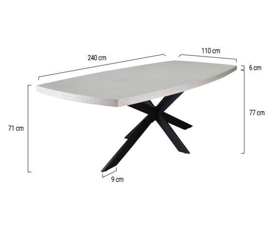 AVH-Collectie Salo dining tuintafel 240x110xH77 cm polystone antraciet