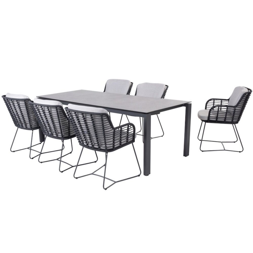4 Seasons Outdoor Fabrice Goa dining tuinset 220x95xH75 cm 7 delig donkergrijs 4 Seasons Outdoor 4 Seasons Outdoor Fabrice Goa dining tuinset 220x95xH75 cm 7 delig donkergrijs 4 Seasons Outdoor