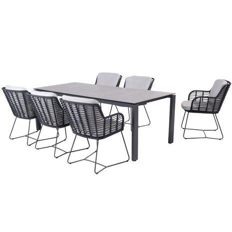 4 Seasons Outdoor Fabrice Goa dining tuinset 220x95xH75 cm 7 delig donkergrijs 4 Seasons Outdoor 4 Seasons Outdoor Fabrice Goa dining tuinset 220x95xH75 cm 7 delig donkergrijs 4 Seasons Outdoor