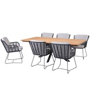 4 Seasons Outdoor Minerva Fabrice dining tuinset 220x95xH75cm 7 delig teak 4 Seasons Outdoor