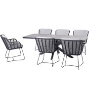 4 Seasons Outdoor Minerva Fabrice dining tuinset 220x95xH75cm 7 delig HPL donkdergrijs 4 Seasons Outdoor