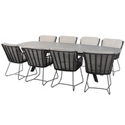 4 Seasons Outdoor Montana Fabrice dining tuinset 280x113xH75 cm 9 delig ovaal HPL antraciet 4 Seasons Outdoor