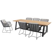 4 Seasons Outdoor Noah Fabrice dining tuinset 260x100xH75 cm 7 delig teak antraciet 4 Seasons Outdoor