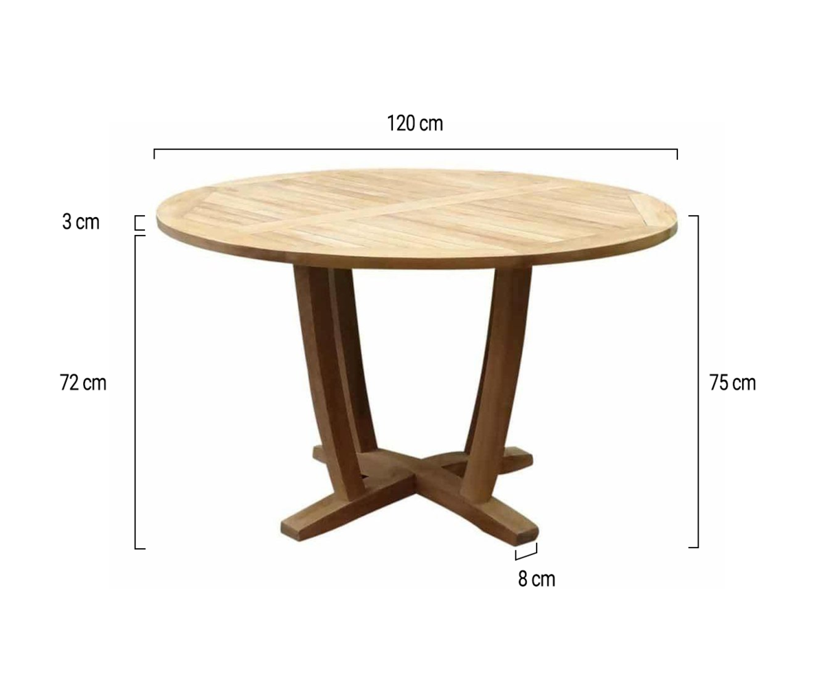 AVH-Collectie Legand dining tuintafel 120 cm rond teak AVH-Collectie Legand dining tuintafel 120 cm rond teak